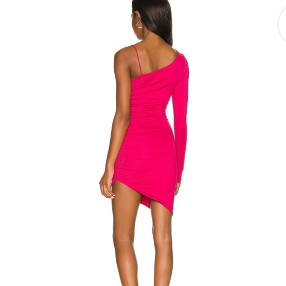 Superdown Brie One Sleeve Dress Hot Pink Revolve Small Z - Picture 3 of 7
